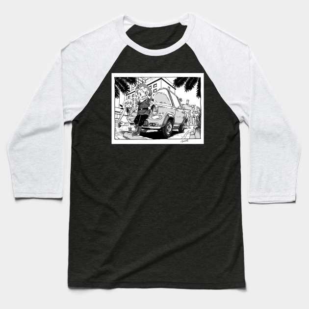 Manga Style Car Illustration Baseball T-Shirt by nagare017